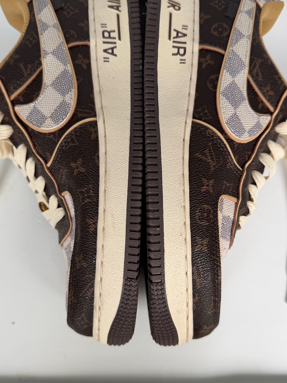 Louis Vuitton x Nike Air Force 1 Low Virgil Abloh LV Monogram Damier Azur Rare - Picture 5 of 14